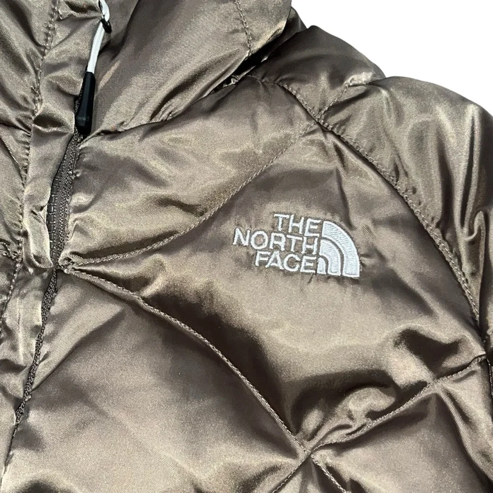 The North Face 550 Bronze Satin Down Puffer Jacket Coat Women’s size Small - Picture 3 of 14